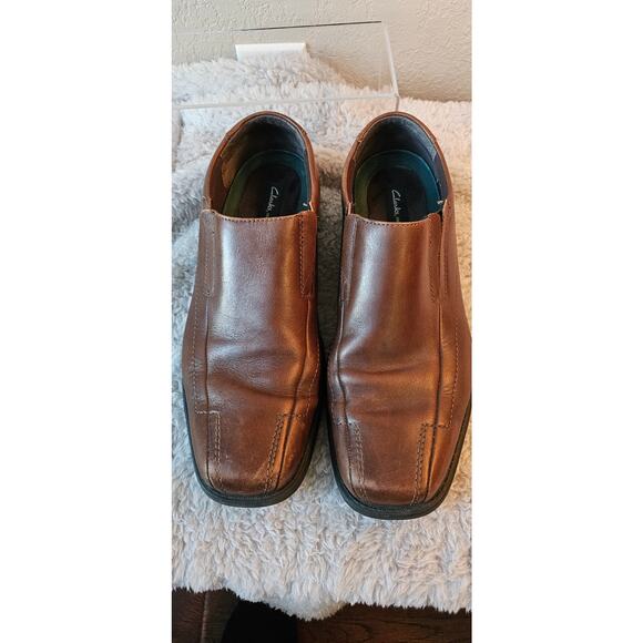Clarks Oxford Slip On Leather‎ Loafers Men Size 11.5M Brown Career Office Work main image 4